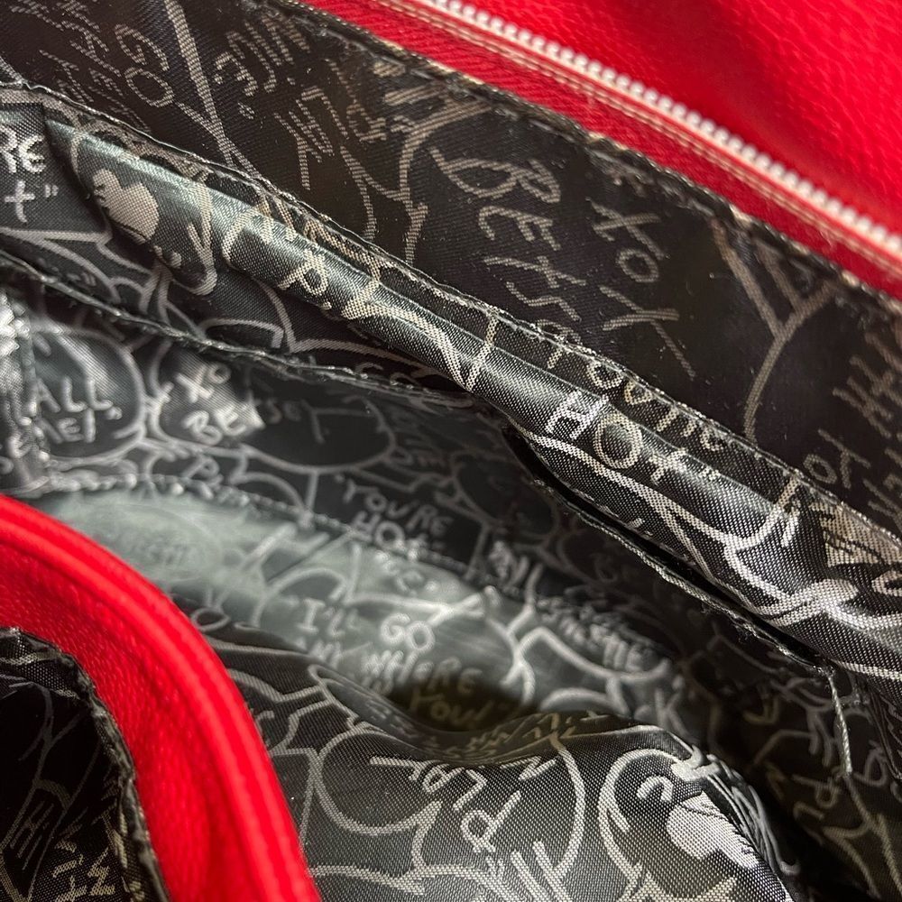 Betsey Johnson Red and Black Satchel with Bow - Picture 13 of 16